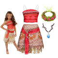 Ocean Adventure Cartoon Role Play Costume Moana Two Pieces Dress up for Girls Polynesian Style Vaiana Princess Costume Halloween. 