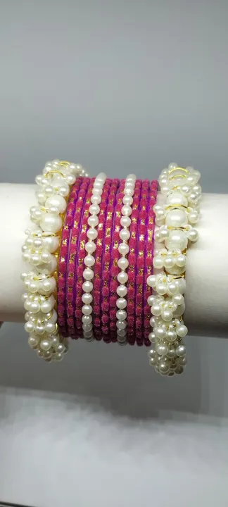 Pearl%20And%20Velvet%20Bangles%20Set%20For%20Girls%20And%20Women/%20Trending/Fashion/Bangles%20-%20Image%206