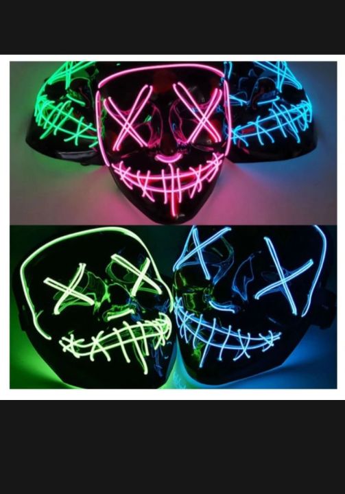 Scary Halloween Mask, LED Mask, Glow Neon Mask Costume Mask with 3 Lighting Modes & El Wire for Men Women Kids, Light up Mask for Festival Cosplay Halloween Costume Masquerade Parties,Carnival,Gifts (Red)