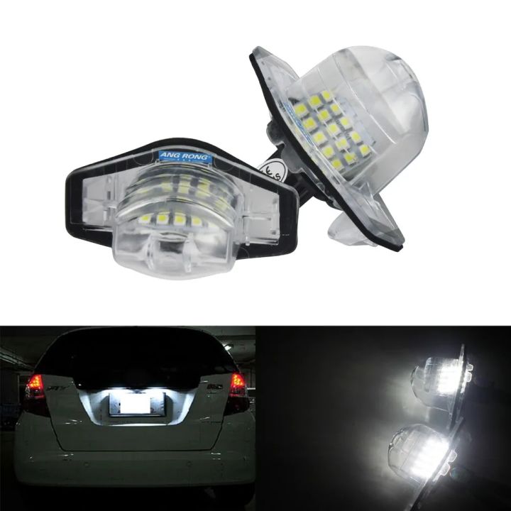 ANGRONG 2x LED License Number Plate Light Lamp White For Honda Odyssey Stream Crosstour CR-FR-HR-V Insight Fit / Jazz