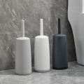 WORTHBUY Splash Proof Handle Toilet Brush With Base Soft Bristle Plastic Toilet Cleaning Brush Bathroom Toilet Cleaning Tools. 
