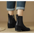 2025 New Women's  Ankle Boots - Minimalist Pointed Toe Mid Heel Booties with Soft Leather & Side Zipper, Slimming Fashion Boots. 