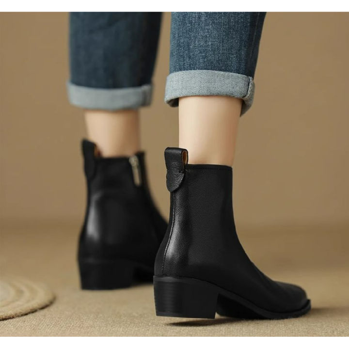 2025%20New%20Women's%20%20Ankle%20Boots%20-%20Minimalist%20Pointed%20Toe%20Mid%20Heel%20Booties%20with%20Soft%20Leather%20&%20Side%20Zipper,%20Slimming%20Fashion%20Boots%20-%20Image%203