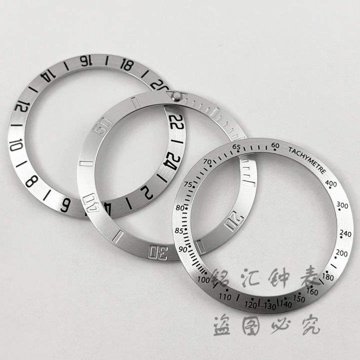 High Quality NH35 38MM Silver Chronograph Indices Function Diving GMT Aluminum Bezel Watch Replace Watch Bezel Inserts Ring