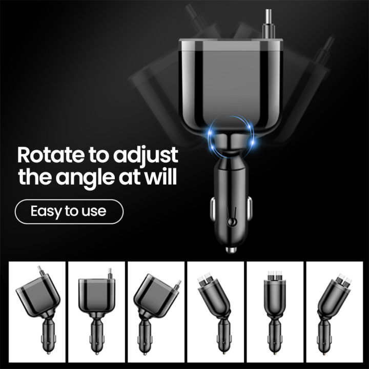 Elough%20Retractable%20Car%20Charger%205%20in%201%20Fast%20Charging%20Car%20Charger%20Retractable%20Cable%202%20type%20c%20Ports%20Car%20Charger%20Adapter%20Compatible%20-%20Image%203