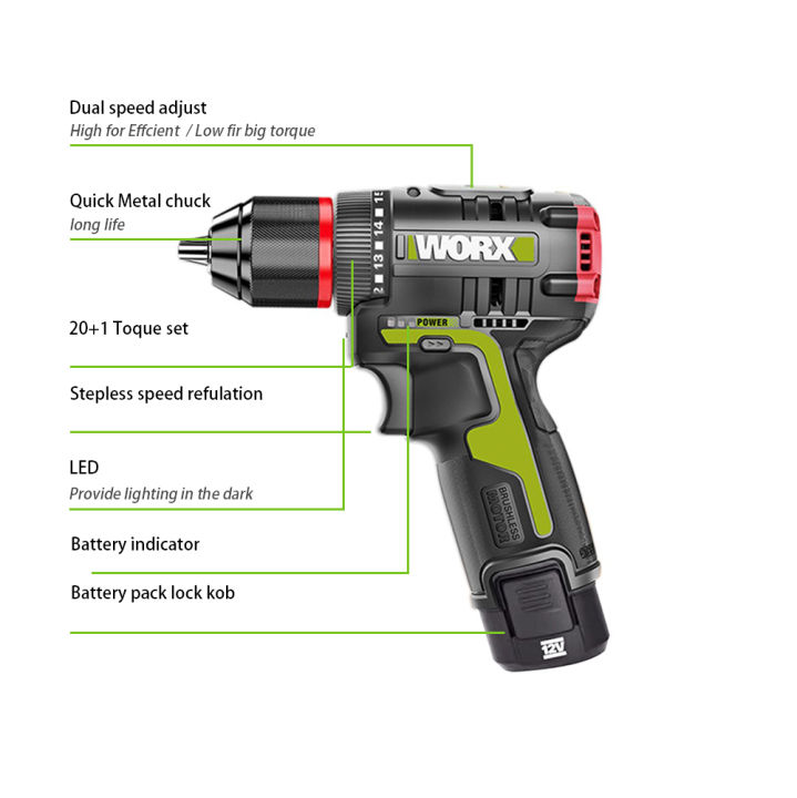 WORX%20WU130X%2012V%20Cordless%20Electric%20Screwdriver%20Drill%2040Nm%20Brushless%20Motor%20for%20Metalworking%20Home%20Lithium%20Battery%20Power%20Tools%20-%20Image%203