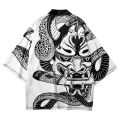 Summer Demon Snake Print Cardigan Men's Chinese Dragon Pattern Japanese Kimono Plus Size Asian Traditional Costume Cosplay Coat.