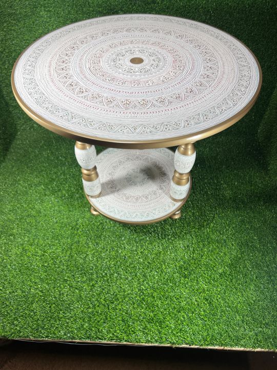 Wooden%20round%2024%20inches%20table%203%20roads%20strong%20stand%20for%20coffee%20and%20multi%20purpose%20table%20pure%20wood%20handmade%20nakshi%20work%20in%20white%20colour%20-%20Image%205