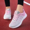 Women Casual Shoes Breathable Walking Mesh Lace Up Flat Shoes Sneakers Women Tenis Feminino Pink Black White. 