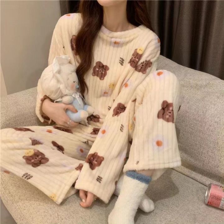 Autumn%20Winter%20Warm%20Flannel%20Fleecing%20Women's%20Pajamas%20Sets%20Coral%20Velvet%20Long%20Sleeve%20Cartoon%20Sleepwear%20Pants%20Sets%20Flannel%20Homewear%20-%20Image%207