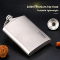 Tiartisan 200ml/260ml Portable Pure Titanium Hip Flask With Funnel Outdoor Hiking Pot Whiskey Wine Pot Bottle.