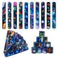 10pcs Outer Space Theme Slap Bracelets Astronaut Planet Pattern Clap Circle Toy Kids Birthday Party Gift Baby Shower Party Decor. 