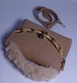 Women's Chunky Chain Purse with Fur. 