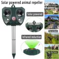 Ultrasonic Cat Repellent Dog Solar Rechargeable Animal Deterrent with PIR Motion Sensor Squirrel Scarer for Garden Pest Control. 