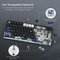 Wired Mechanical Gaming Keyboard with OLED Display Full Key Hot-Swappable Pudding RGB Backlit Keyboard for PC Computer Laptop. 