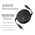 USB-C to USB-C Retractable PD240W Fast Charging Type-C Data Cable 1M Mobile Phone Charging Wire for iPhone 15/16 .