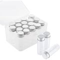 17 14ml Vials Tiny Glass Bottles Clear Empty Jars with Aluminum Top Screw Lids Small Mini Message Sample Bottle.
