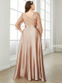 Mgiacy Crew neck long sleeve sequin patchwork satin long gown ball dress Party dress Bridesmaid dress. 