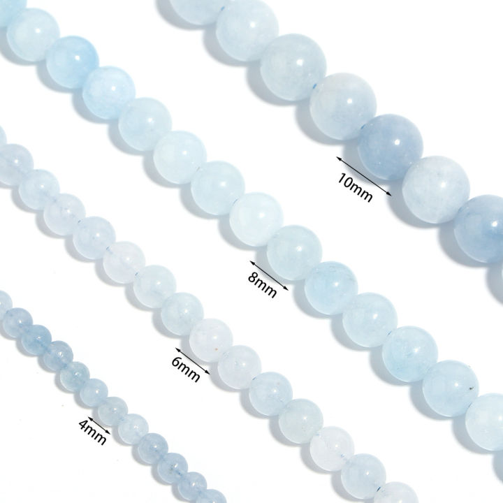 1%20Strand%204/6/8mm%20Natural%20Aquamarines%20Stone%20Beads%20Blue%20Round%20Gemstone%20Bead%20for%20Jewelry%20Making%20DIY%20Bracelet%20Necklace%20Accessories%20-%20Image%202