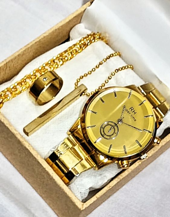 4PCS/MENS%20WEDDING%20WATCH%20DEAL%20TOP%20FASHION%20GOLEN%20HIGH%20QUAILITY%20CASUAL%20WATCH%20+CUBAN%20LOINK%20CHAIN%20BRACLET%20+LOCKET+RING%20FOR%20MEN%20/BOYS%20-%20Image%202