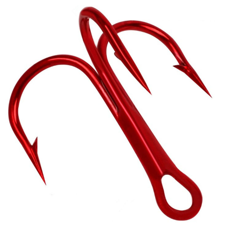 20PCS/Lot Red Anchor Hook High Carbon Steel Barbed Treble Hook Fishing Tackle Tool Accessories Sea Fishing Wild Fishing