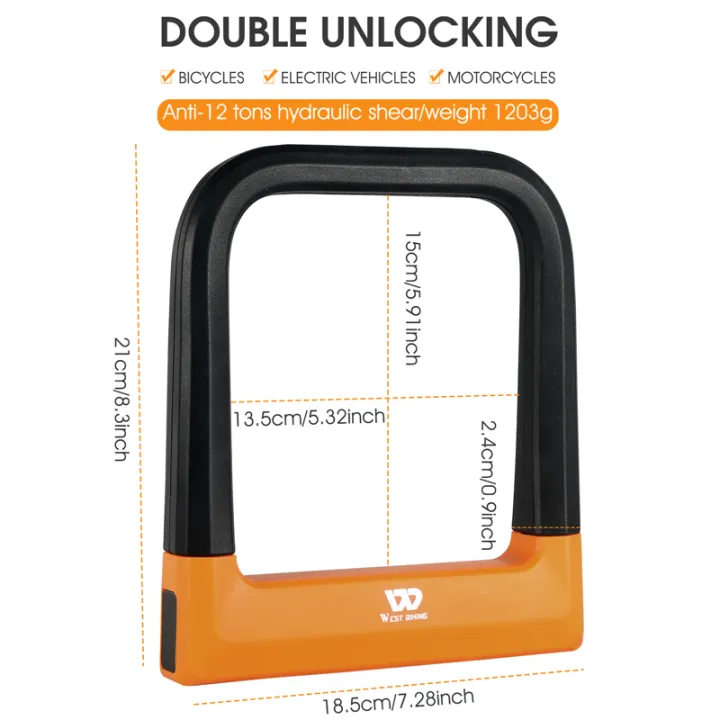 WEST%20BIKING%20Bicycle%20U%20Lock%20MTB%20Road%20Bike%20Safety%20Anti-theft%20Chain%20Lock%20With%203%20Keys%20Motorcycle%20Cycling%20Lock%20Bicycle%20Accessories%20-%20Image%202