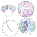 1pc Frozen Elsa Mouse Ear Headband Sparkling Purple Bow Hair Hoops for Party Valentine Day Holiday Hair Accessories.