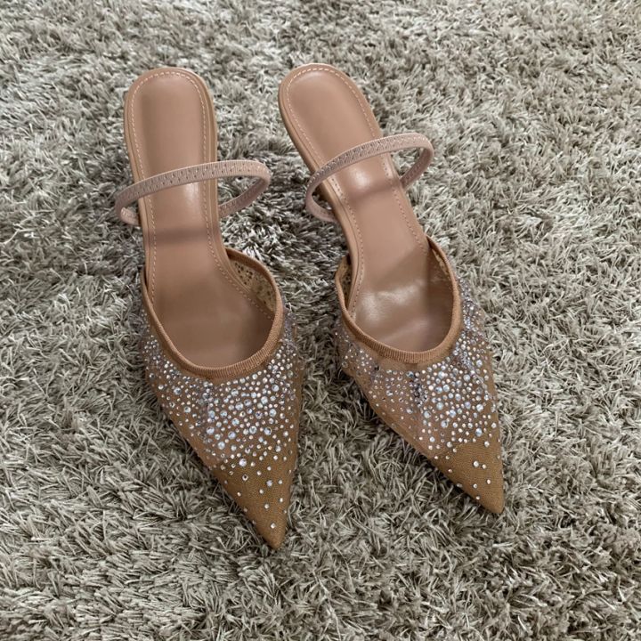 New%20Summer%20Women's%20Sandals%20Rhinestone%20Bright%20Mesh%20High%20Heels%20Footwear%20Elegant%20Slingback%20Pointed%20Slip%20on%20Party%20Lady%20Pumps%20Shoes%20-%20Image%204