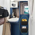 Wall-Mounted RV Shoe Rack Storage Organizer No-Drilling Required Versatile Storage Shelf for RVs and Caravans Behind Door Design. 