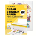 10/20 Sheets A4 Clear Vinyl Sticker Paper Non Waterproof Compatible Inkjet Printing for DIY Personalized Stickers. 