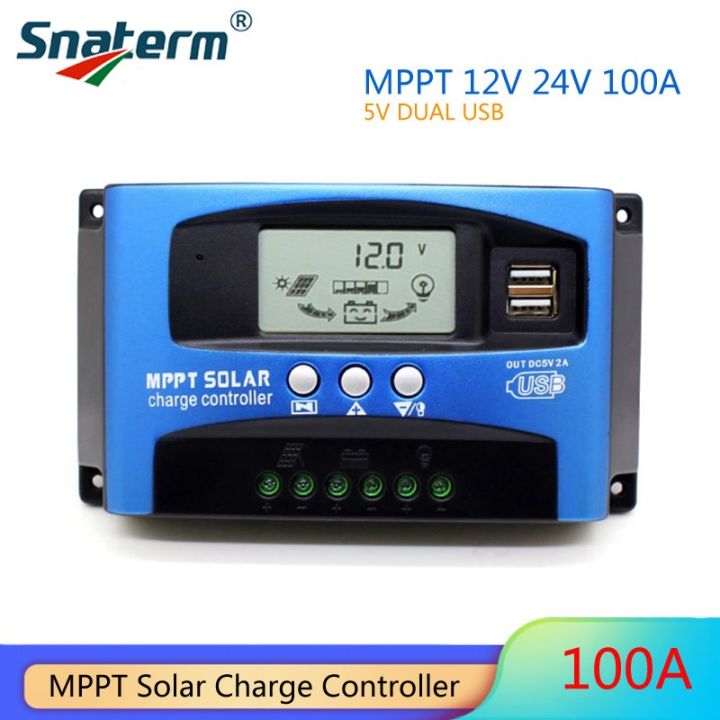 Dual USB 30A Solar Panel Battery Charge 12V/24V Controller LCD Regulator Auto US