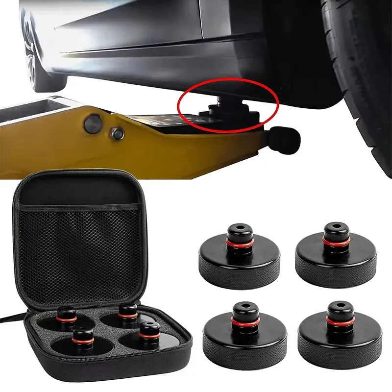 4 Stuks] GAFAT Rubberen Pads voor Tesla Model Y Juniper Model 3 Highland S X, Rubber Krik, Punt Pad, Stabilisator-Adapter, met Opbergdoos, Tesla Krik, Autokrik, Tesla Accessoires (Rood