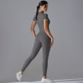 Yoga Set Women's Jumpsuits One-Piece Suit Zipper Short Sleeve Gym Push Up Workout Clothes Fitness Bodysuit Sportswear Tracksuit.