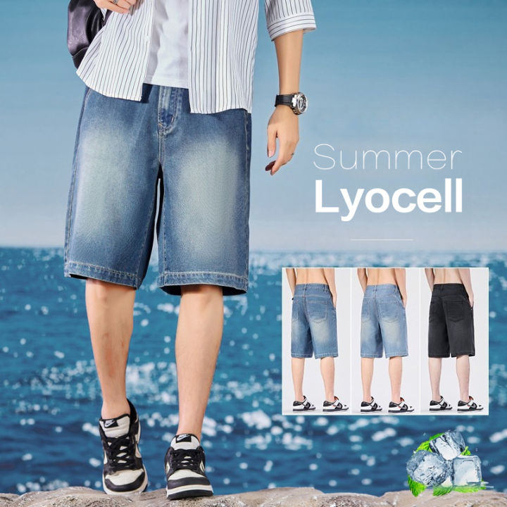 Brand%20Summer%20Thin%20Men's%20Denim%20Shorts%20Lyocell%20Fabric%20Cool%20Baggy%20Straight%20%20Knee%20Length%20Pants%20Jeans%20Joggers%20Short%20Jorts%20Man%20Bermuda%20-%20Image%202