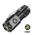 Portable Mini LED Flashlight Powerful 3*Wick Small Pocket Torch USB Rechargeable Strong Light Lantern Super Bright Cap Clip Lamp.