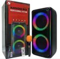 Kts-1909 Dual 8 Inch Karaoke Subwoofer Bt 5.0 Dj Good Sound Speaker with Wireless Microphone Portable Bass Rgb Light Speaker. 