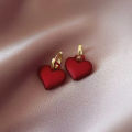 Red Heart Dropper Earrings for Women Versatile in All Seasons Suitable for Daily Wedding Occasions Style.