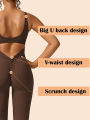 2025 Summer New Women's  Hottie Style Backless One-piece Suit Sports Fitness Yoga Pullover One-piece Suit Flared Pants. 