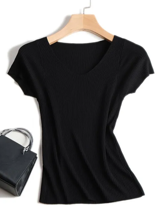 Pullover%20knitted%20Short%20Sleeve%20knitted%20Sweater%20Women%20Spring%20Summer%20Slim%20Basic%20Solid%20Casual%20Base%20Female%20knitting%20shirts%202026%20Korea%20-%20Image%205