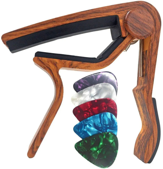 Miwayer%20Guitar%20Capo%20for%20Acoustic%20and%20Electric%20Guitars%20Rosewood%20Color%20with%205%20Picks%20-%20Image%202