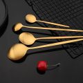 6Pcs Dinnerware Set Matte Gold Knife Fork Dessert Spoon Tableware Cutlery Set Stainless Steel Flatware Kitchen Dinner Set. 