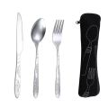 3 Pcs Portable Travel Cutlery Stainless Steel Western Style Steak Knife Fork Spoon Complete Set Of Tableware Home Use Outdoor. 