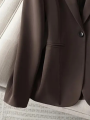 Elegant Brown Blazer for Women Single Button Slim Fit Business Commuter Suit Jacket Korean Fashion OL Style New Spring/Autumn. 