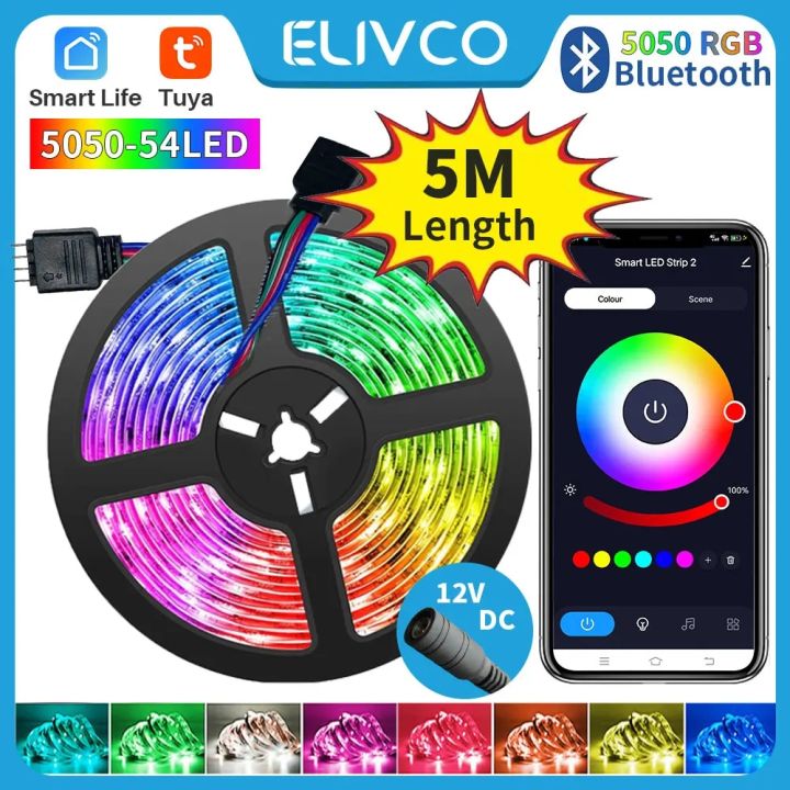 Tuya Rope Led Tuya Smart Life LED Light Strip Bluetooth Control DC12V 5M SMD 5050 ...