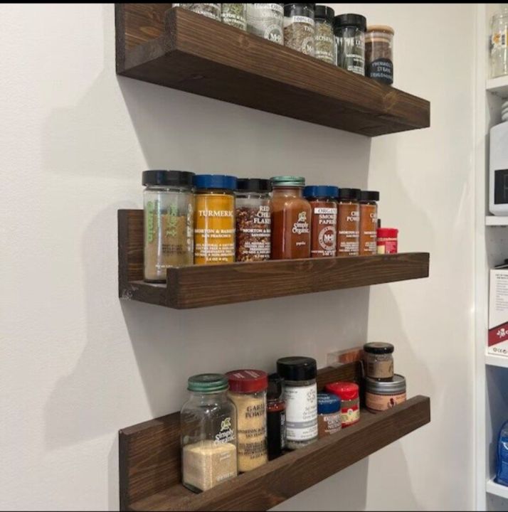 Wall Spice Rack · wooden shelf · kitchen organization idea · essential ...