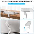 Eu Multi-plug power strip with desktop clamping device pull ring plug 4 USB-A and 2 USB-C ports single-control switch 2 m cable. 
