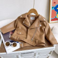 Spring New Girls Leather Jackets For 2-8 Years Children Classics Fly Coats Kids Clothing Baby Girls Fashion Pu Outerwear.