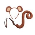 Animals Cosplay Costume Sets Monkey Ears Headband Plush Tail for Halloween. 