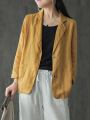 ZANZEA Women Summer Blazer Thin Stylish Long Sleeve Lapel Neck Blazer Vintage Solid Buttons Down Outwear Casual Suits Coats. 