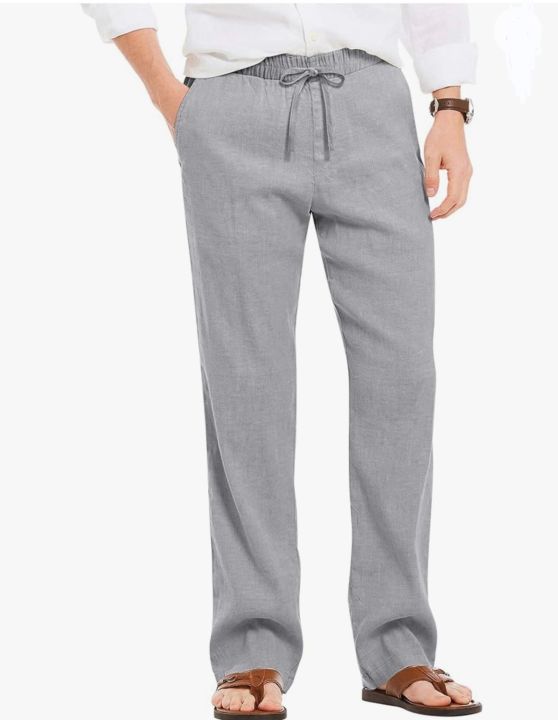 Men's Summer Soft 100% Cotton Straight Fit Trousers